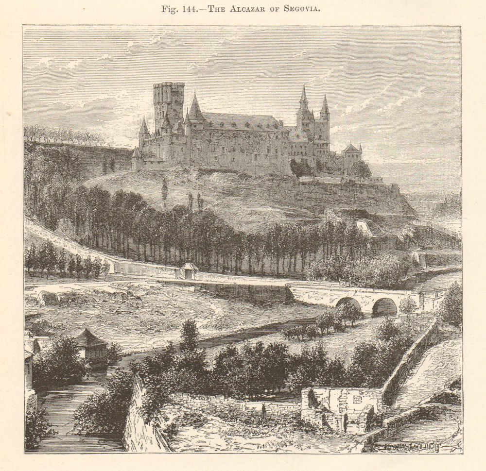The Alcazar of Segovia. Spain. Palaces 1885 old antique vintage print picture